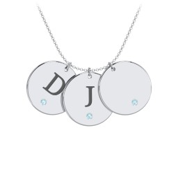 Birthstone Initial 3 Disc Pendant
