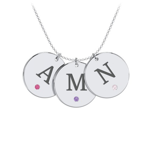 Engravable 3 Disc Pendant with Birthstone