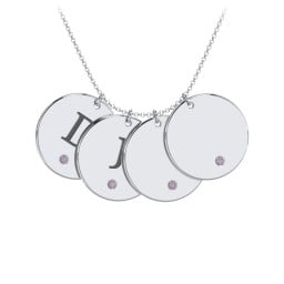 Birthstone Initial 4 Disc Pendant