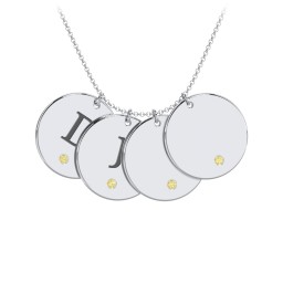 Birthstone Initial 4 Disc Pendant