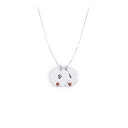 Engravable Disc Sorority Pendant with Birthstone in 925 Sterling Silver with Garnet