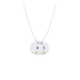 Engravable Disc Sorority Pendant with Birthstone in 925 Sterling Silver with Citrine