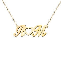 Initials and Heart Pendant in 18K Gold Plated Silver