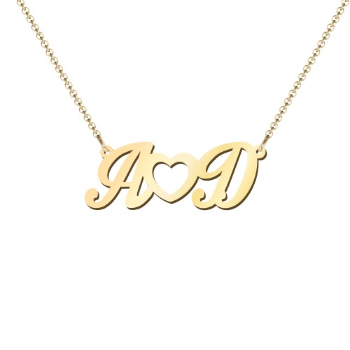 Initials and Heart Pendant – 18K Gold Plated Silver