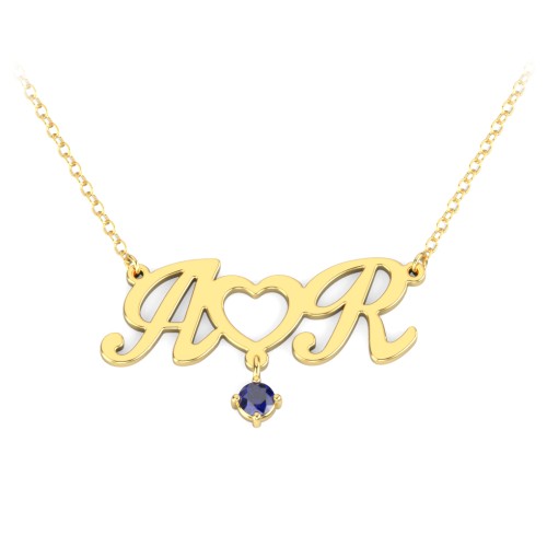 Initials and Heart Pendant – 18K Gold Plated Silver