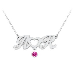 Initials and Heart Pendant in 925 Sterling Silver