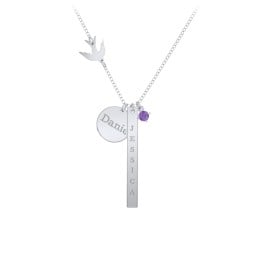 Milestone Necklace with Bird Charm