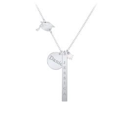 Milestone Necklace with Graduation Hat Charm