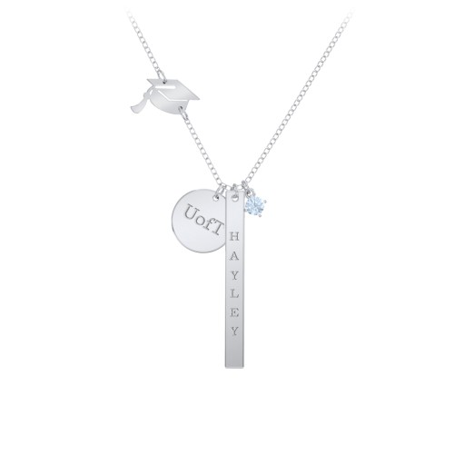Milestone Necklace with Graduation Hat Charm