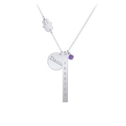 Milestone Necklace with Hamsa Charm