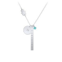 Milestone Necklace with Hamsa Charm