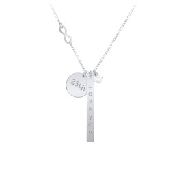 Milestone Necklace with Infinity Charm in 925 Sterling Silver with White Premium Zirconia
