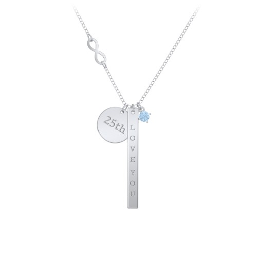 Milestone Necklace with Infinity Charm – Sterling Silver with Blue Topaz