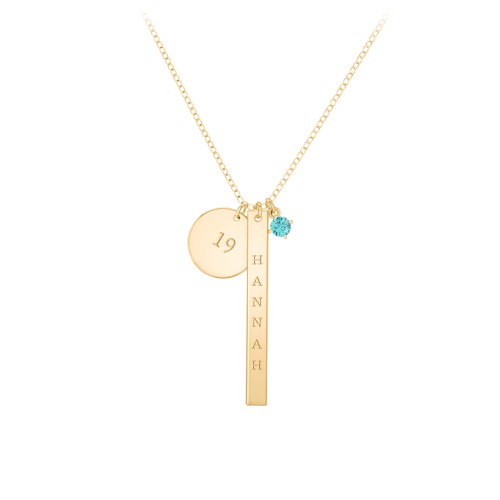 Milestone Necklace – 10K Yellow Gold with Mint Premium Zirconia