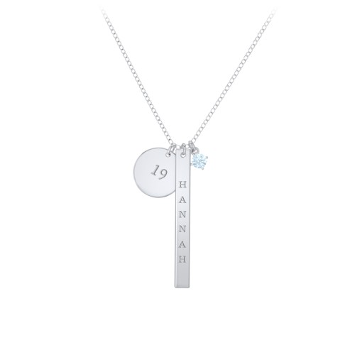 Milestone Necklace – Sterling Silver with Aquamarine