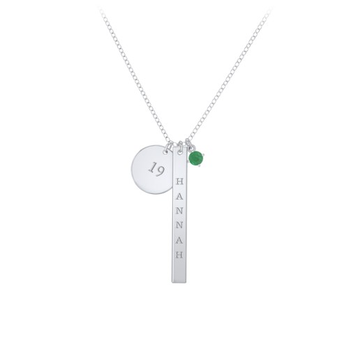 Milestone Necklace – Sterling Silver with Emerald