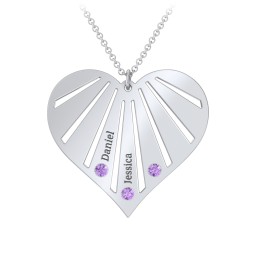 Engravable Heart Necklace with 2-7 Birthstones