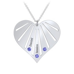 Engravable Heart Necklace with 2-7 Birthstones