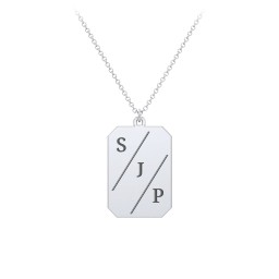 3 Engravable Tag Charm Necklace in 925 Sterling Silver