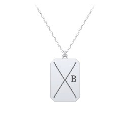 4 Engravable Tag Charm Necklace in 925 Sterling Silver