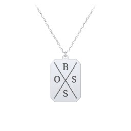 4 Engravable Tag Charm Necklace in 925 Sterling Silver