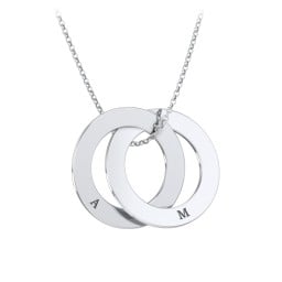 Engraved 2 Interlocking Russian Rings Necklace
