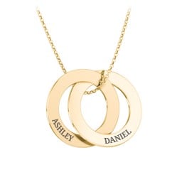 Engraved 2 Interlocking Russian Rings Necklace