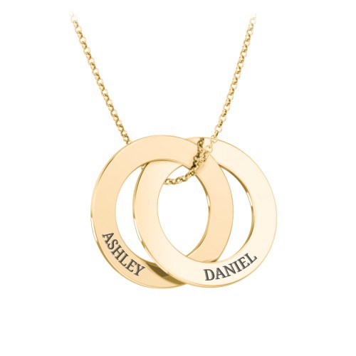 Engraved 2 Interlocking Russian Rings Necklace – Vermeil