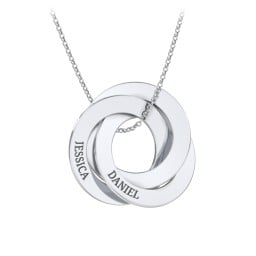 Engraved 3 Interlocking Russian Rings Necklace
