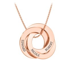 Engraved 3 Interlocking Russian Rings Necklace