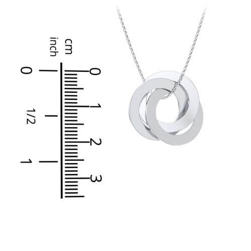Engraved 3 Interlocking Russian Rings Necklace – Sterling Silver