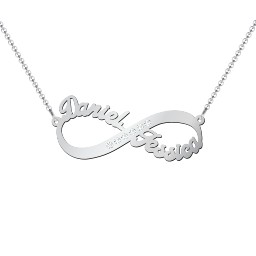 Infinity Name Necklace with Accents in 925 Sterling Silver with White Premium Zirconia