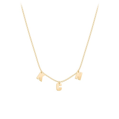 Initial Necklace with 3 Letters - Modern – 18K Gold Plated Silver