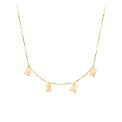 Initial Necklace with 4 Letters - Modern – 18K Gold Plated Silver