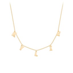 Initial Necklace with 5 Letters - Modern in 18K Gold Plated Silver