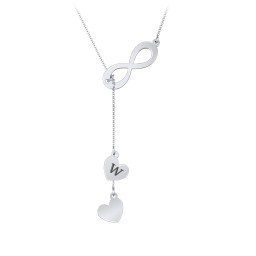 Infinity Lariat Necklace with Hearts