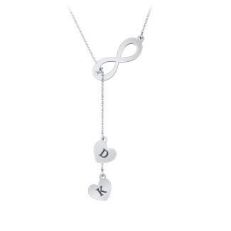 Infinity Lariat Necklace with Hearts