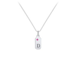 Duchess Dog Tag Initial Necklace with Birthstone