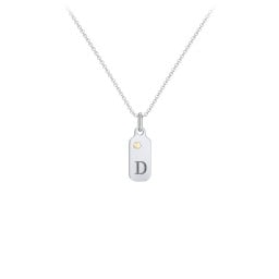 Duchess Dog Tag Initial Necklace with Birthstone