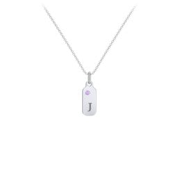 Duchess Dog Tag Initial Necklace with Birthstone