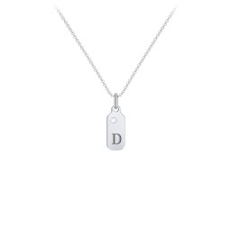 Duchess Dog Tag Initial Necklace with Birthstone
