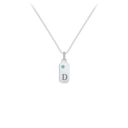 Duchess Dog Tag Initial Necklace with Birthstone in 925 Sterling Silver with Emerald, Ruby, Blue Topaz, and Citrine