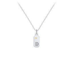 Duchess Dog Tag Initial Necklace with Birthstone in 925 Sterling Silver with Citrine, Ruby, and Blue Topaz