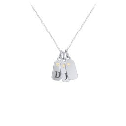 Duchess Dog Tag 3 Initial Necklace with Birthstone