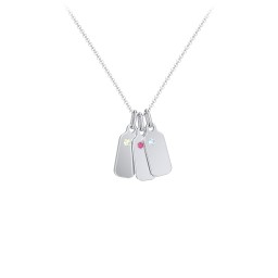 Duchess Dog Tag 3 Initial Necklace with Birthstone