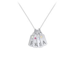Duchess Dog Tag 4 Initial Necklace with Birthstone
