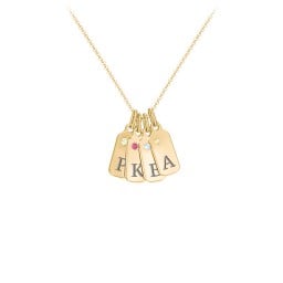 Duchess Dog Tag 4 Initial Necklace with Birthstone