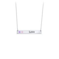 2 Engravable Birthstone Bar Necklace