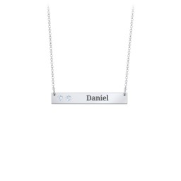 2 Engravable Birthstone Bar Necklace