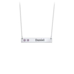 2 Engravable Birthstone Bar Necklace